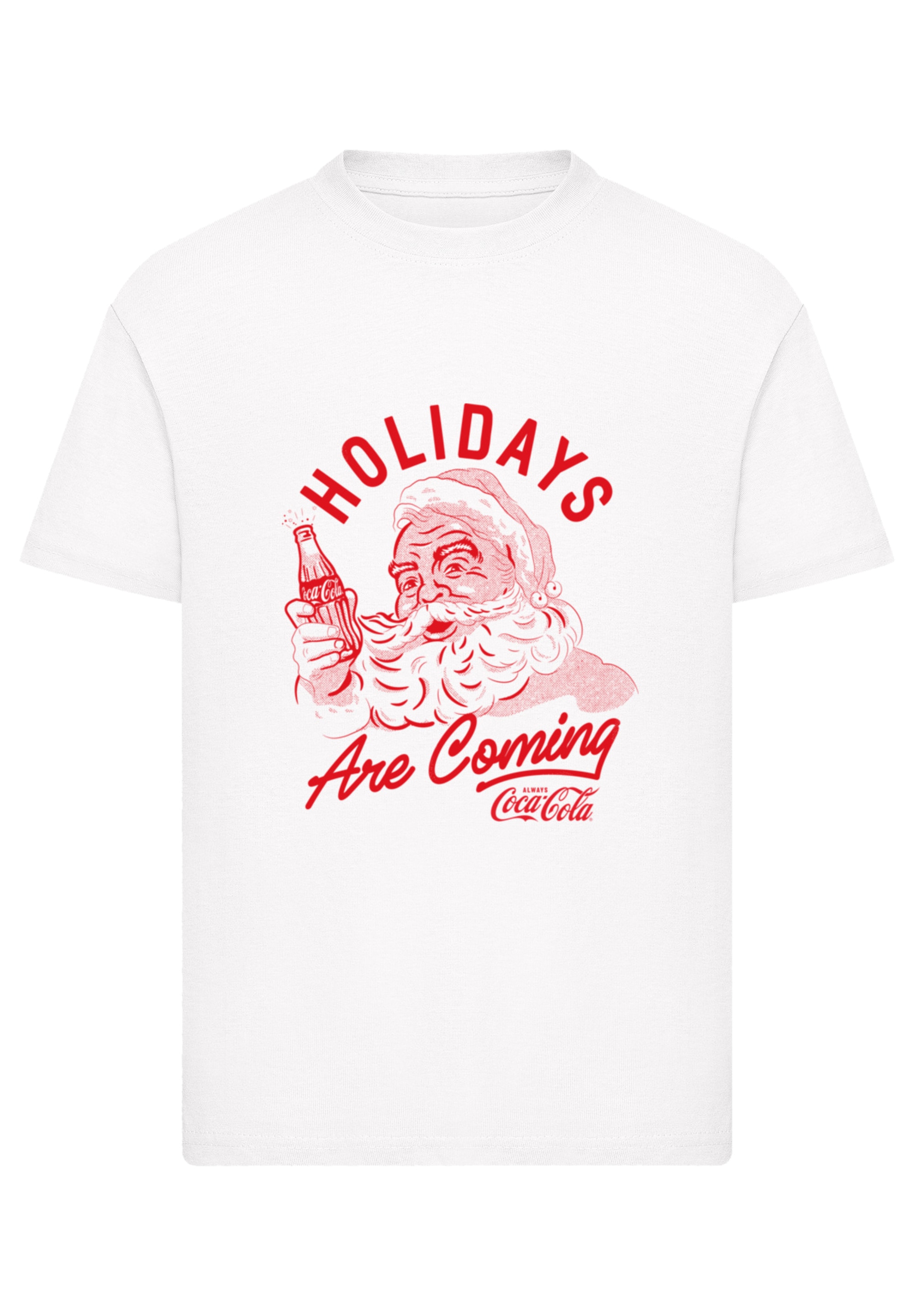 T-Shirt F4NT4STIC "Coca Cola Holidays Are Coming 2", Mädchen, Gr. 158/164, weiß, Obermaterial: 100% Baumwolle, regular fit, Rundhals, ohne Bündchen, Shirts T-Shirt, Official Merch