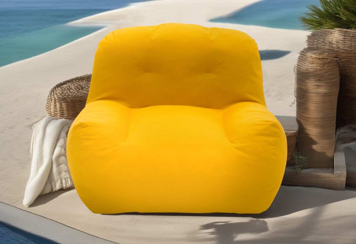 Sessel DOMO COLLECTION "Synne, für drinnen und draußen, Balkon, Terrasse, Garten:", gelb, B:114cm H:78cm T:105cm, 88% Polyester, 12% Polyethylen, Sessel, Outdoor-Sessel, passt sich deiner Körperform an