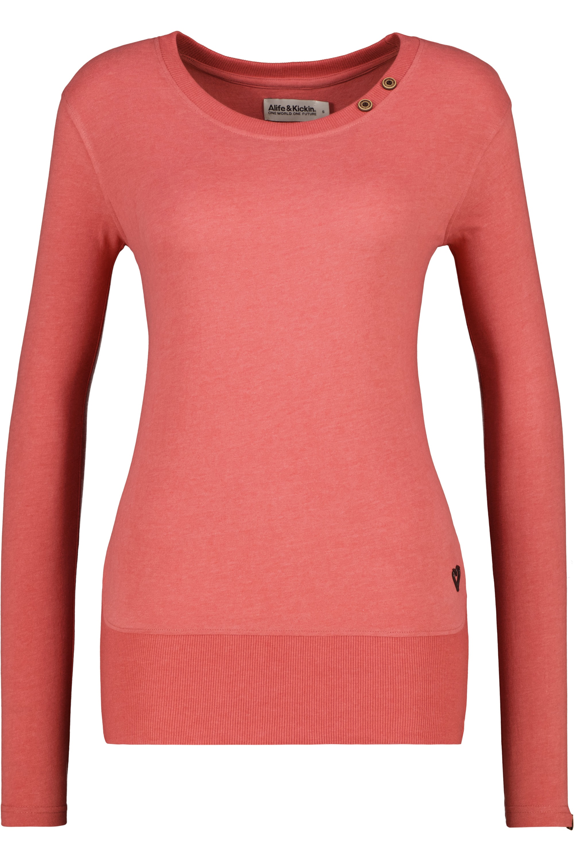 Langarmshirt ALIFE & KICKIN "Damen ConnyAK A", Damen, Gr. S, rot (astro dust melange), 60% Baumwolle, 40% Polyester, Shirts Langarmshirt