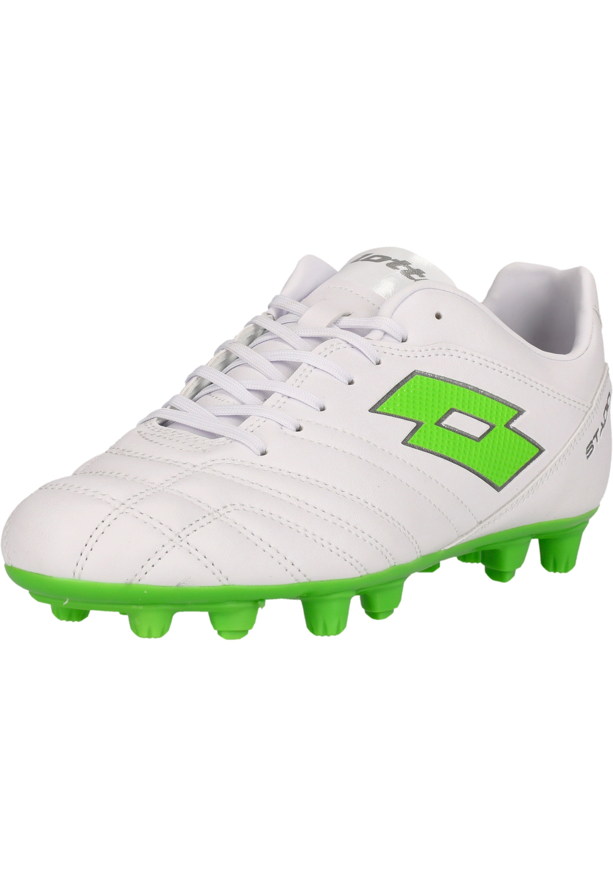 Fußballschuh LOTTO "Stadio 705", Herren, Gr. 47, grün (weiß, grün), Polyurethane, Schuhe Fußballschuh, für festen Untergrund und Naturrasen