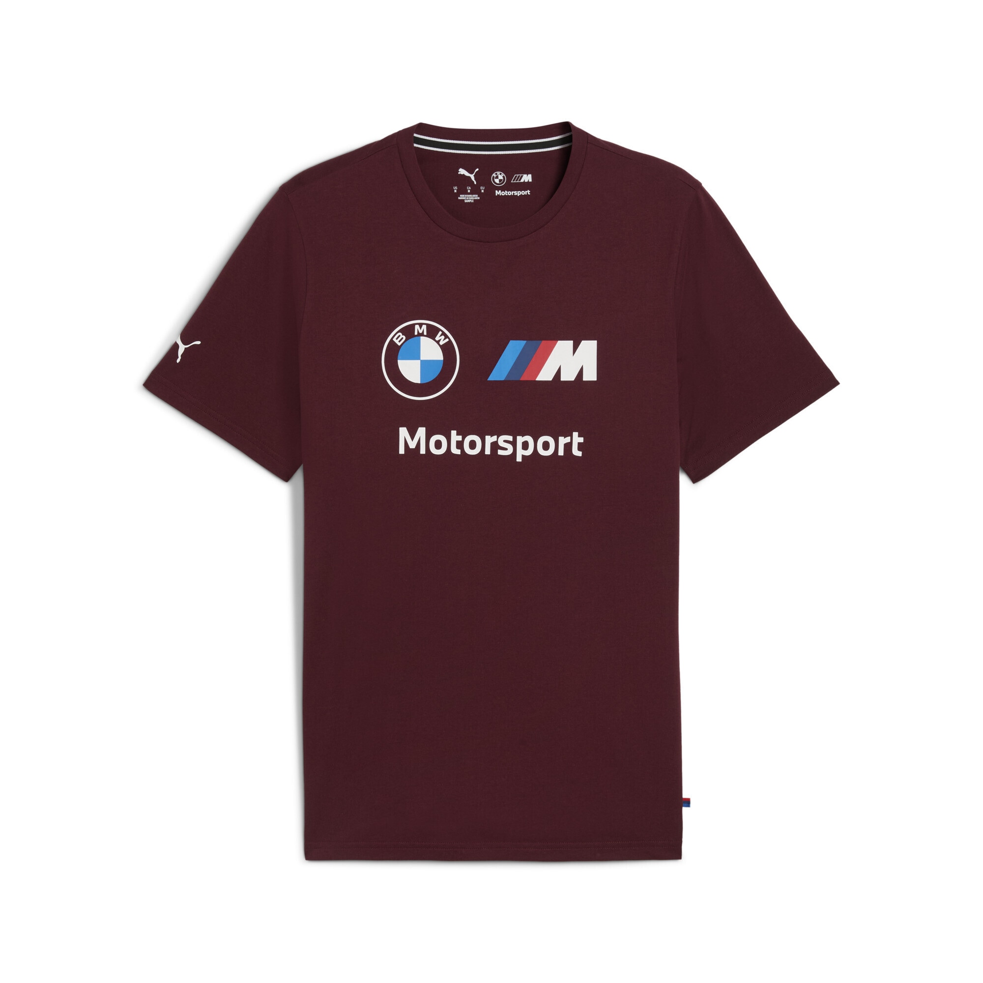 T-Shirt PUMA "BMW M Motorsport Essentials Logo T-Shirt Herren", Herren, Gr. M, ruby shimmer rot, Obermaterial: 100% Baumwolle; Rippe: 20% Polyester, 80% Baumwolle, regular fit, Rundhals, Shirts T-Shirt