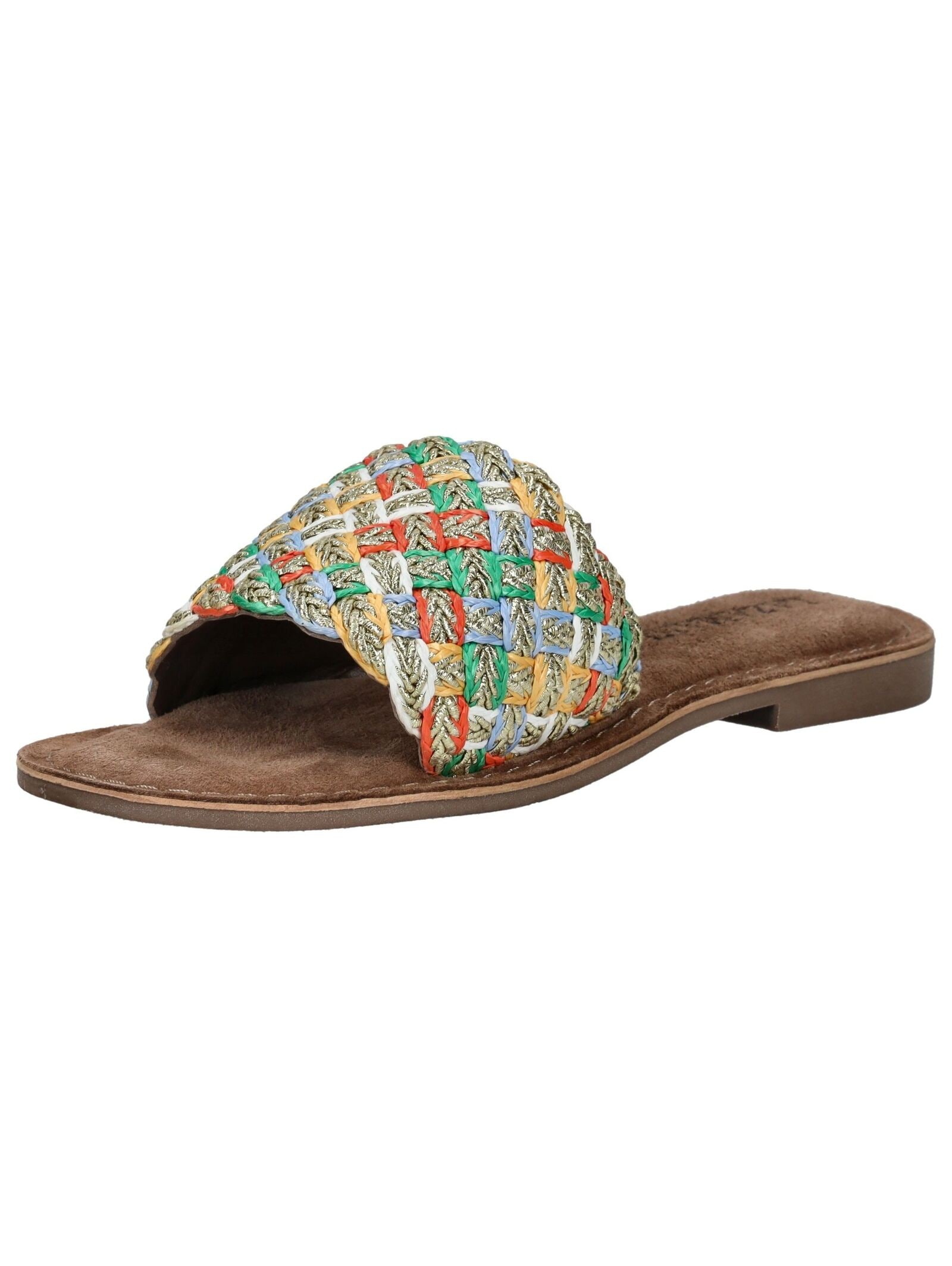 Pantolette LAZAMANI "Lazamani Pantoletten Leder", Damen, Gr. 37, bunt (multi), Leder, Schuhe Pantolette