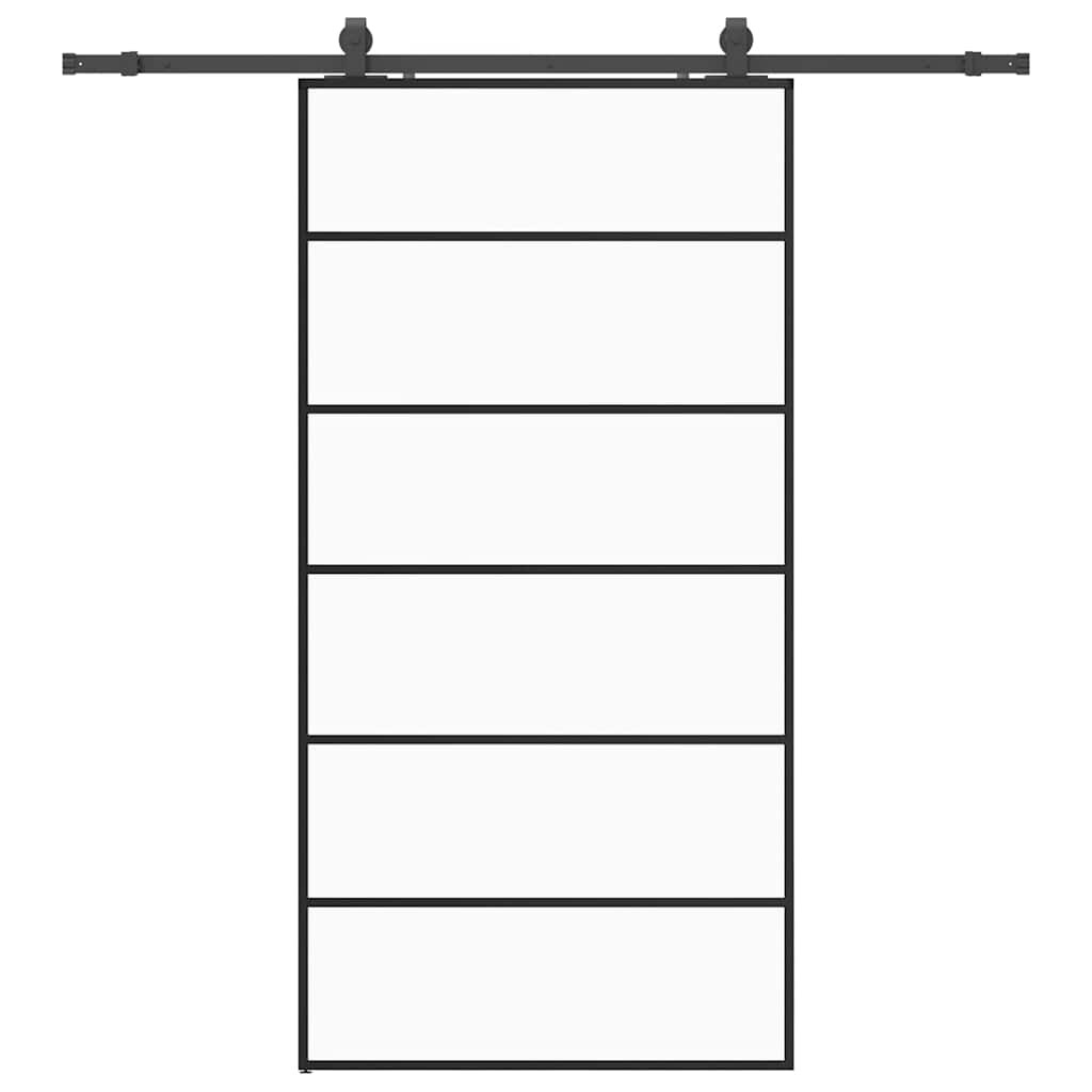 vidaXL Schiebetür mit Beschlag Schwarz 102x205 cm ESG-Glas Image