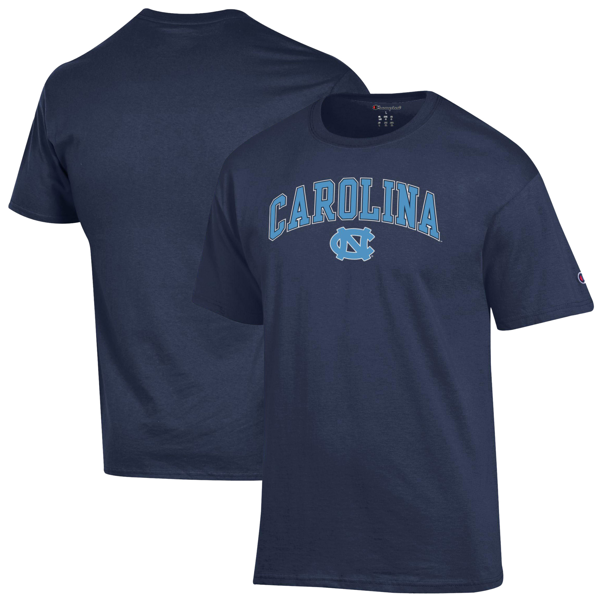Herren-T-Shirt „North Carolina Tar Heels Arch Over Logo“ von Champion, Marineblau Image