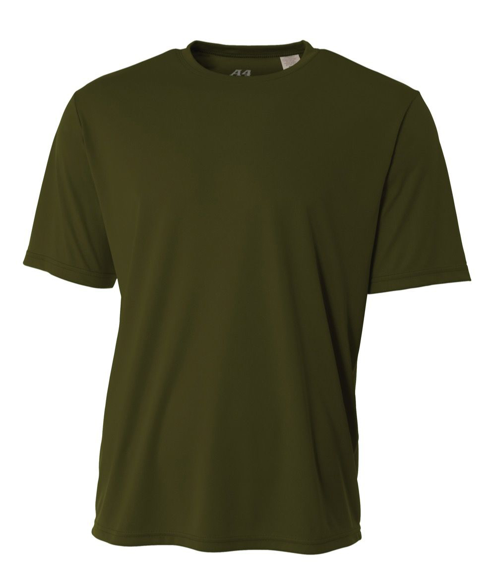 A4 NB3142 Youth Cooling Performance Crew T-Shirt in Military Green size Large | Polyester A4NB3142