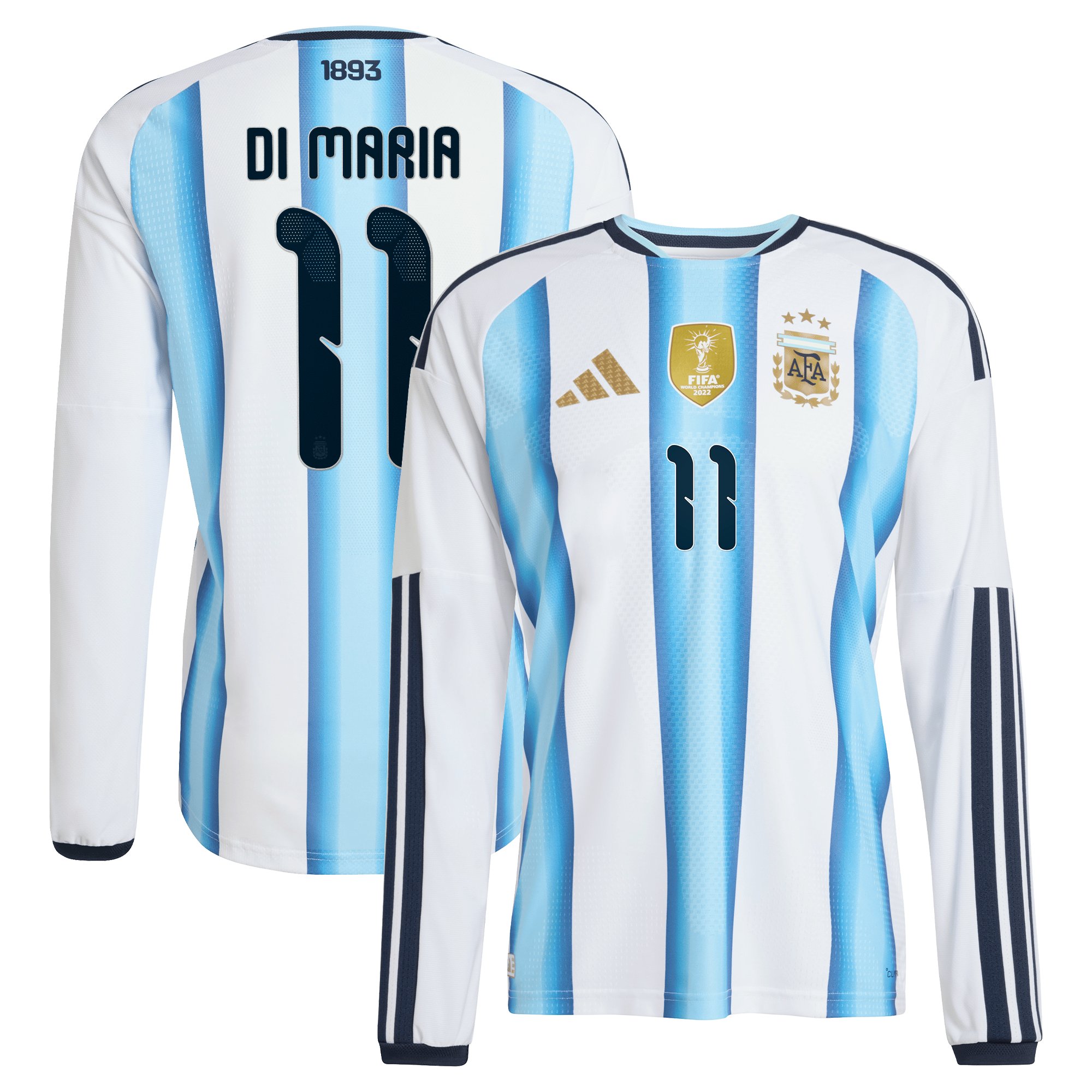 Maillot Domicile Authentic Argentine adidas 26 - Manches longues avec flocage Di Maria 11