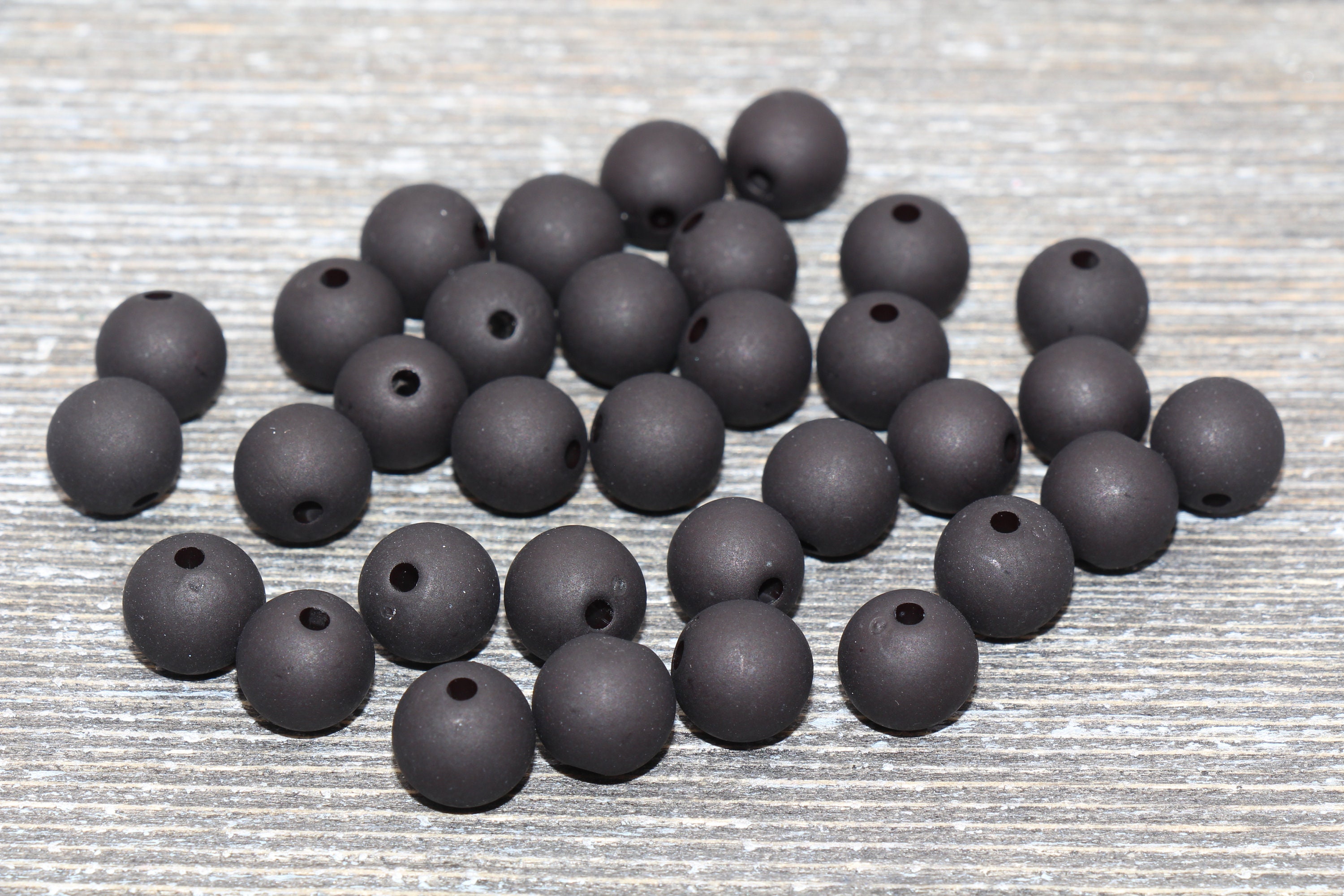 Perline Gumball nere opache da 10 mm, perline rotonde in acrilico, perline Bubblegum, perline grosse, perline Gumball, perline rotonde in plastica sat