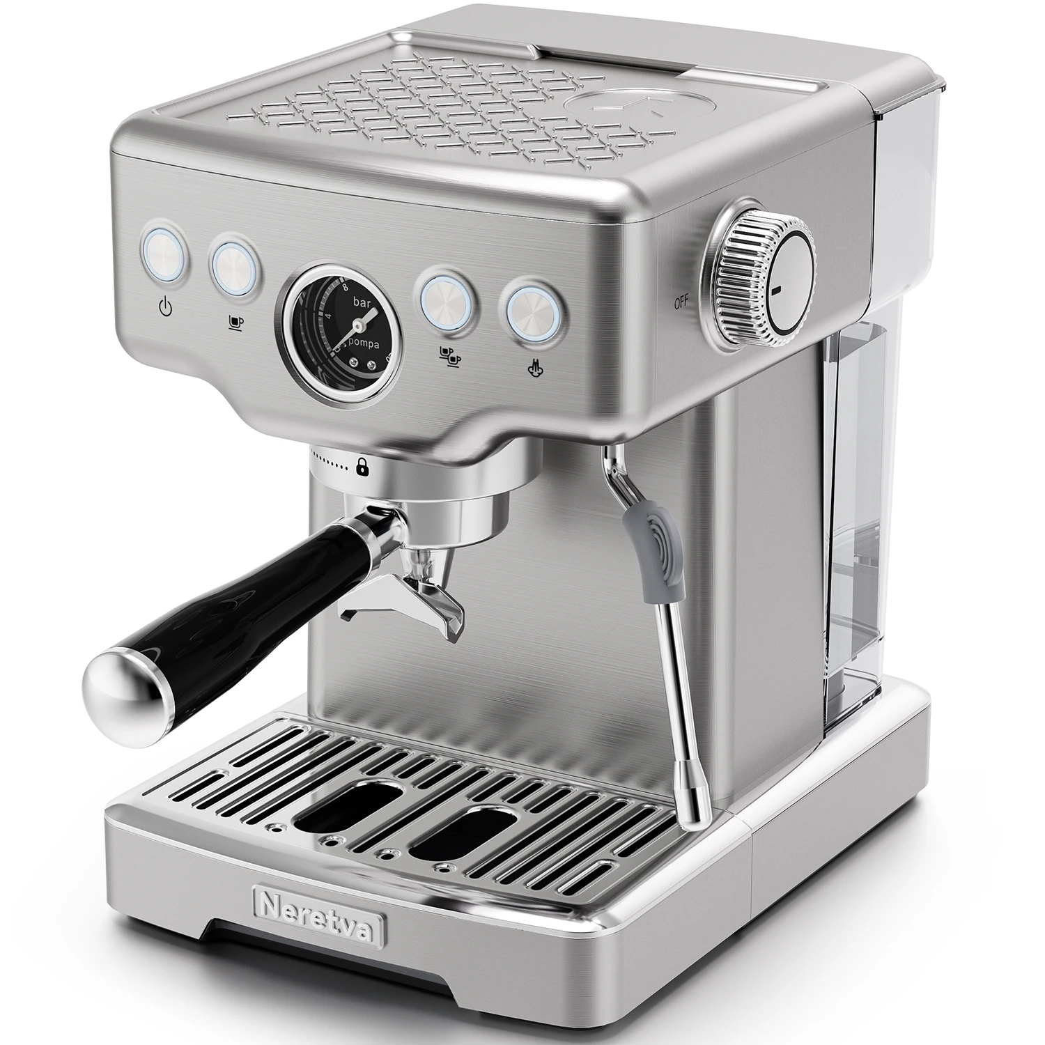 Neretva 15-Bar-Espressomaschine mit Milchaufschäumer, Dampfstab für Cappuccino, Latte, Macchiato, 1450 W (220 V) Image