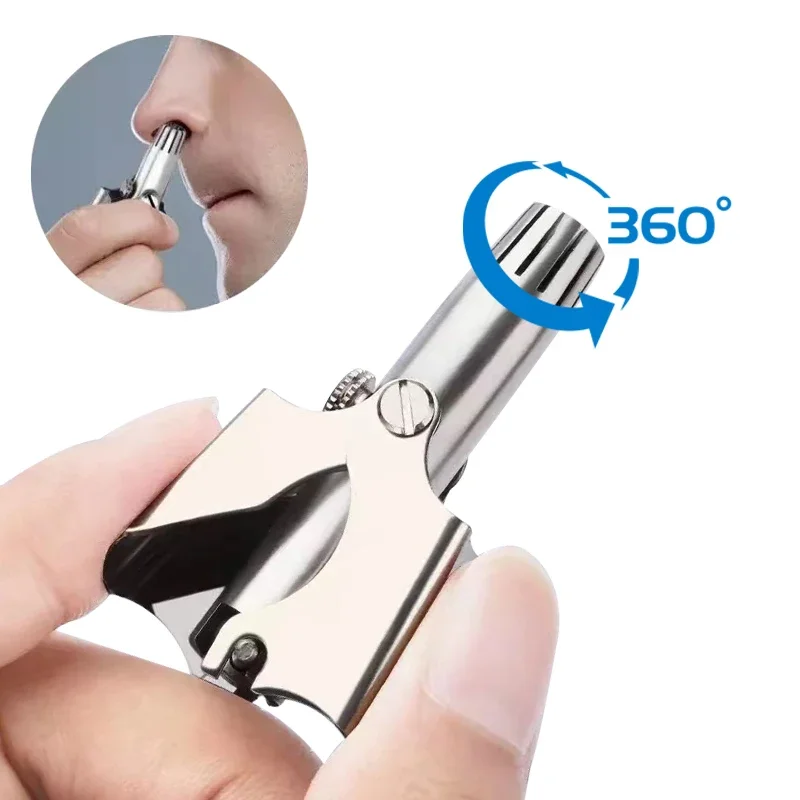 Nose Hair Trimmer Stainless Steel Manual Nose Hair Trimmer No Noise Washable Nose Hair Trimmer Portable Hair Removal Tool