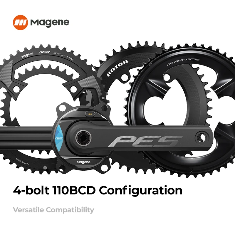 Magene PES P505 Basis Bike Power Meter Cadence Kurbelgarnitur Kettenblatt 4-Bolzen 110BCD 24mm Dual-Side Pedal Balance Ant für Shimano Sram Image