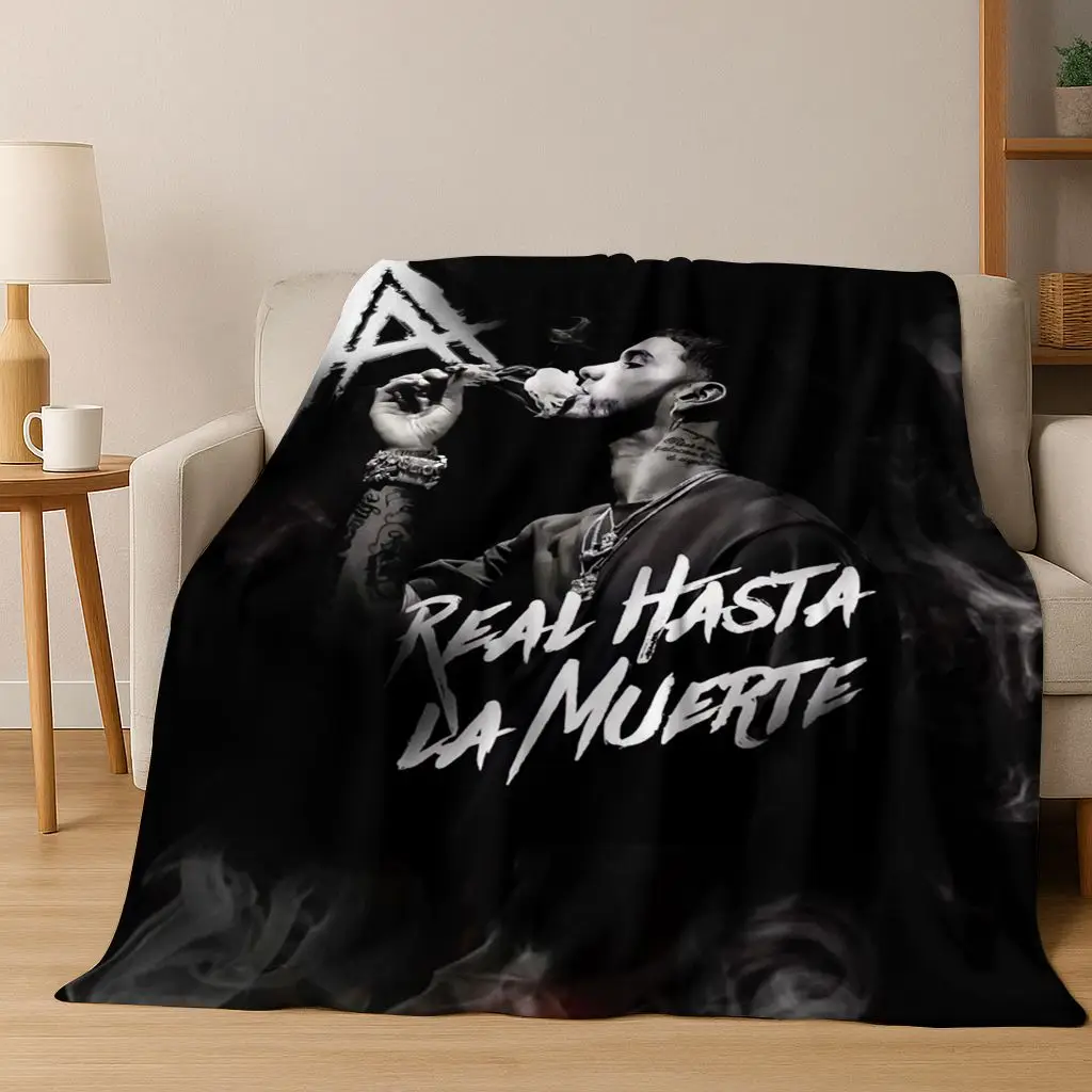 Free Anuel AA Rapper Hip Hop Singer Star Flanelldecke, weiche, warme Überwurfdecke für Schlafzimmer, Wohnzimmer, Bett, Camping, Picknick, Geschenk Image