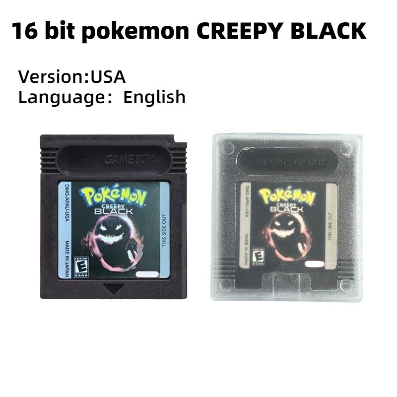 Best Seller Pokemon Game Collection Card GBC Game Cartridge Pokemon Series 16 Bit Video Game Console Creepy Black Kid Toy Gift