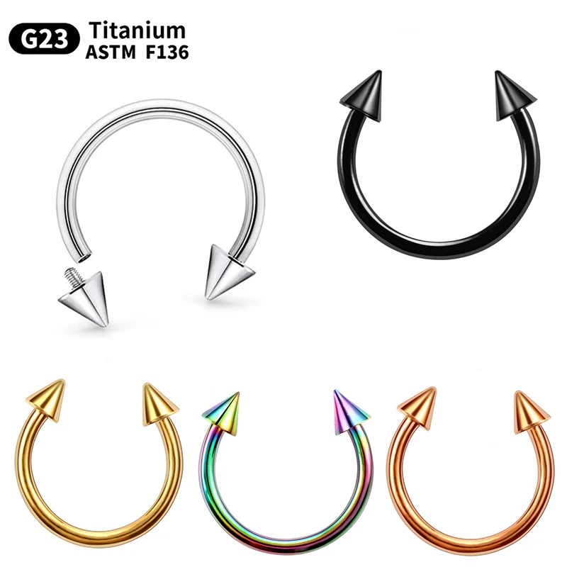 1 STÜCK G23 Titan Rundpiercing Nasenseptum Hufeisenring Außen- und Innengewinde Ohrknorpel Tragus Körperschmuck Image
