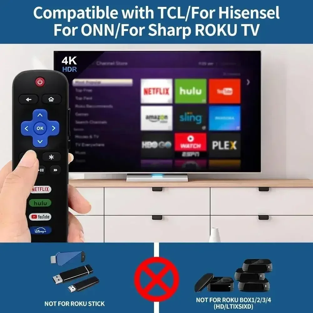 Universelle Ersatzfernbedienung für Roku TV, kompatibel mit den Modellen 55UP120 32S4610R 50FS3750 32FS3700 32FS4610R 32S800 32S850 Image
