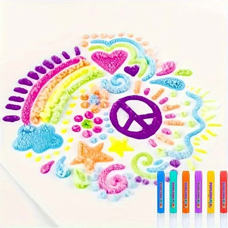 6 Blasenstifte, Popcornstifte, Stressabbau-Aquarellstifte, DIY-Grußkarten und 3D-Zauberkritzeln, Gelstifte, Aquarellstifte Image