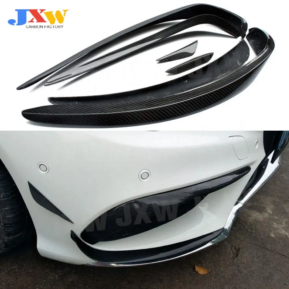 6PCS Carbon Vorne Nebel Licht Lampe Grille Lamellen Abdeckung Trim Rahmen für Benz W207 C207 Coupe E200 E260 E300 2 tür 2014 - 2016 Image