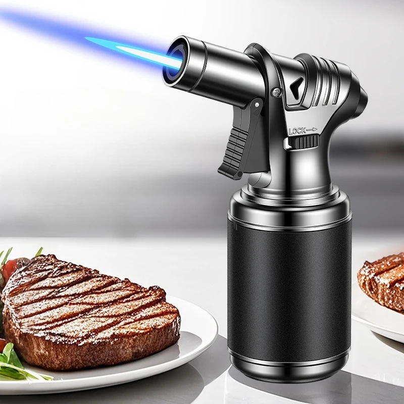 Butan-Fackel, Gasfeuerzeug, winddichtes Metall, aufblasbares Raucherzubehör und Zigarrenzündwerkzeug für den Außenbereich, Flammenwerfer mit hoher Flamme Image