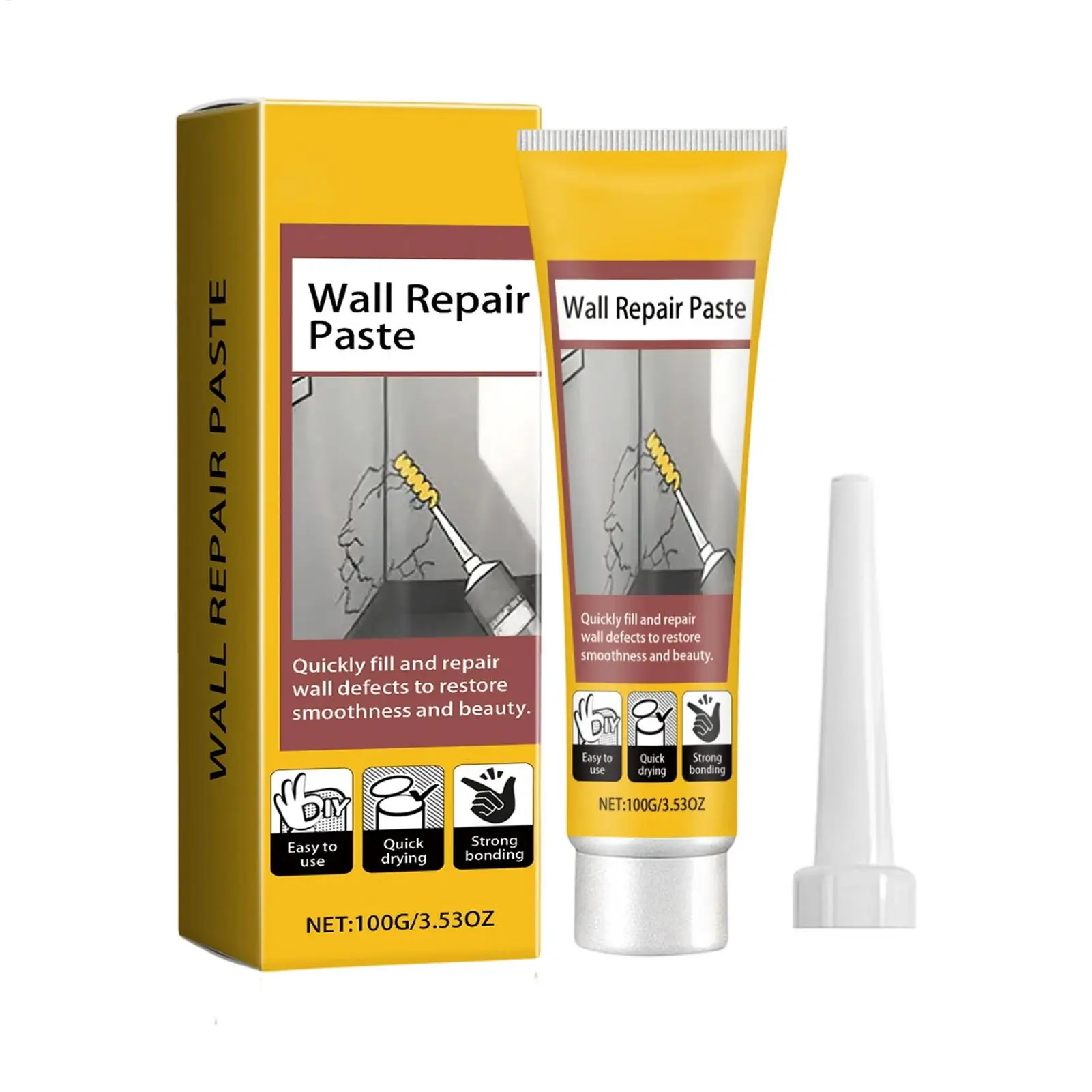 Wandreparaturpaste, 100 g, schnell trocknend, Wartungsfixierung, Füller, Deckenabdeckung, Gipspaste für Wohnzimmer, Schlafzimmer, Badezimmer, Küche