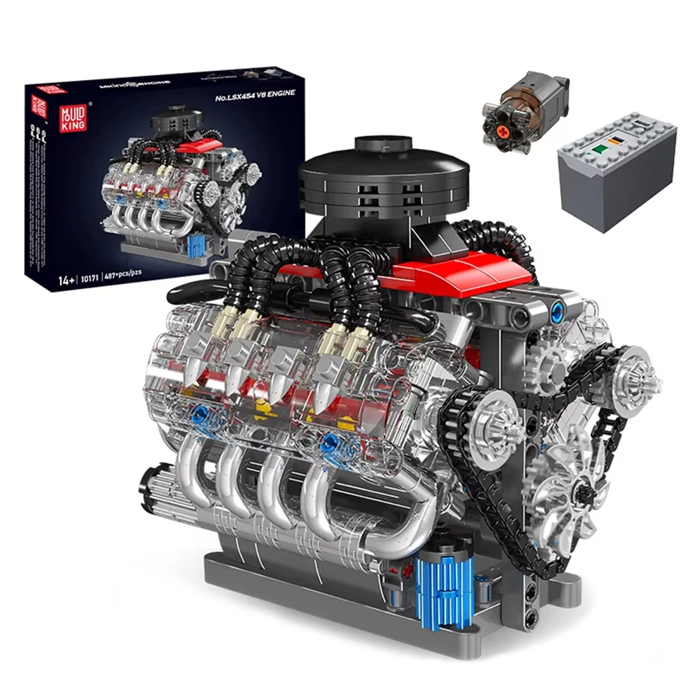 Mould King 10171 LSX 454 V8 Motormodell DIY-Montagesatz, motorisierte Bausteine, ausgezeichneter DAMPF, wissenschaftliche Bildung, Entdeckung T Image