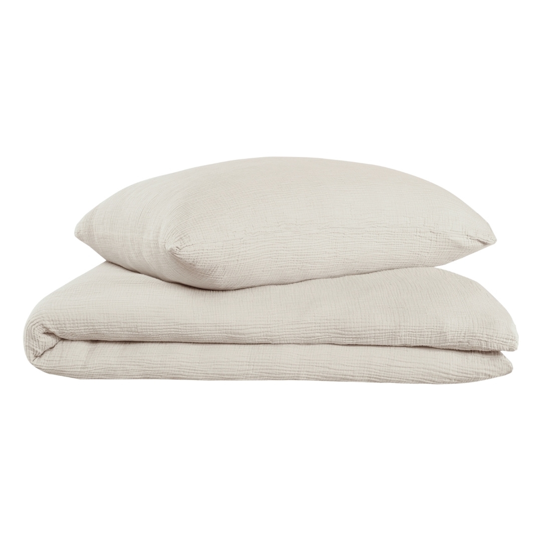 Oh Cosy Bettwäscheset Sally - Musselin - 2-teilig -135x200cm - Helltaupe Image