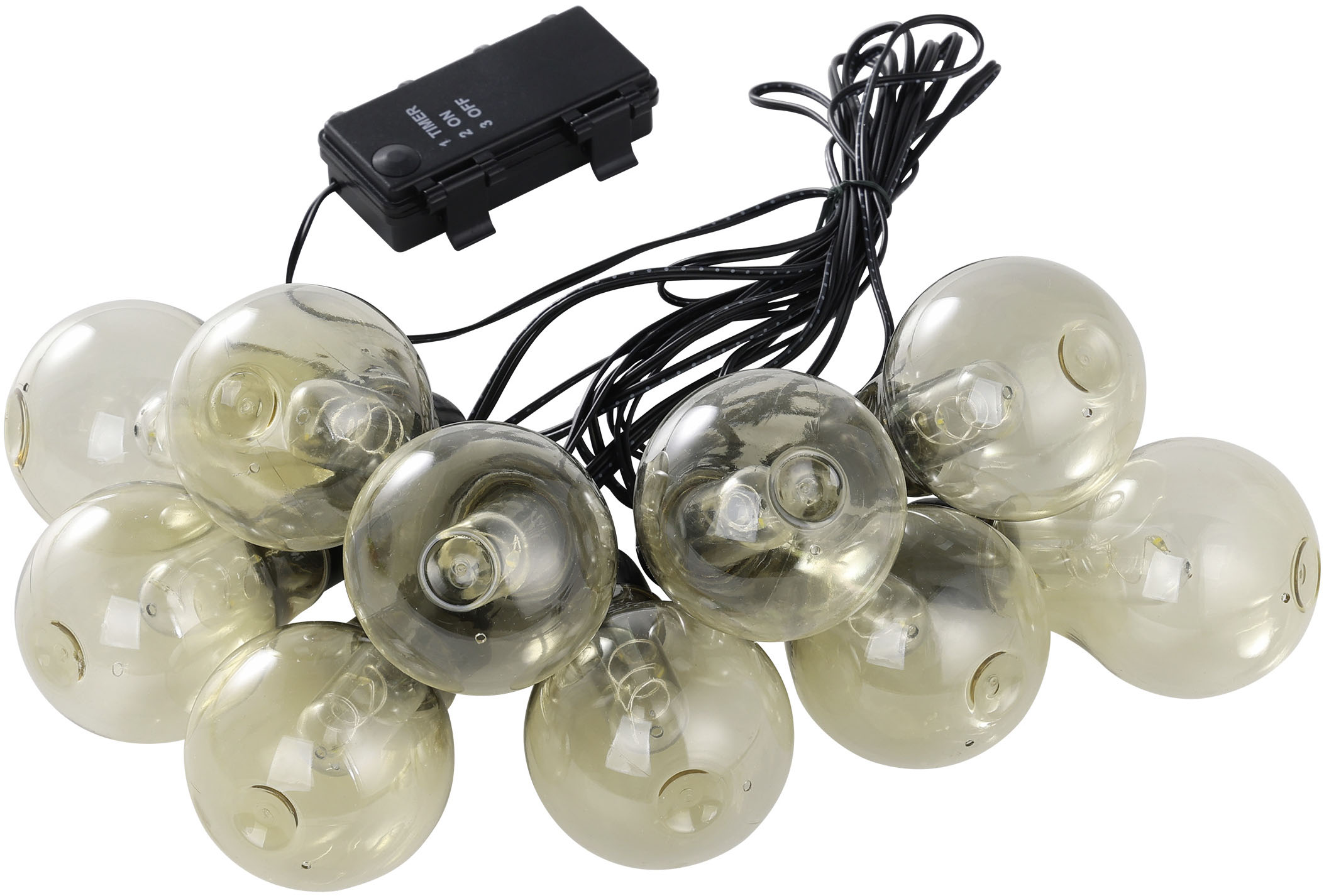 EGLO Lichterkette "LED Lichterkette Libisa, Balkon Deko, Glühbirnen, IP44 Outdoor", warmweiß, Flammen 10 Stk., Kabellänge 1m x Gesamtlänge 5,05m, Lichterketten, aus Kunststoff, 10 Leuchtmittel, 4,05m Kabel, Lichterkette