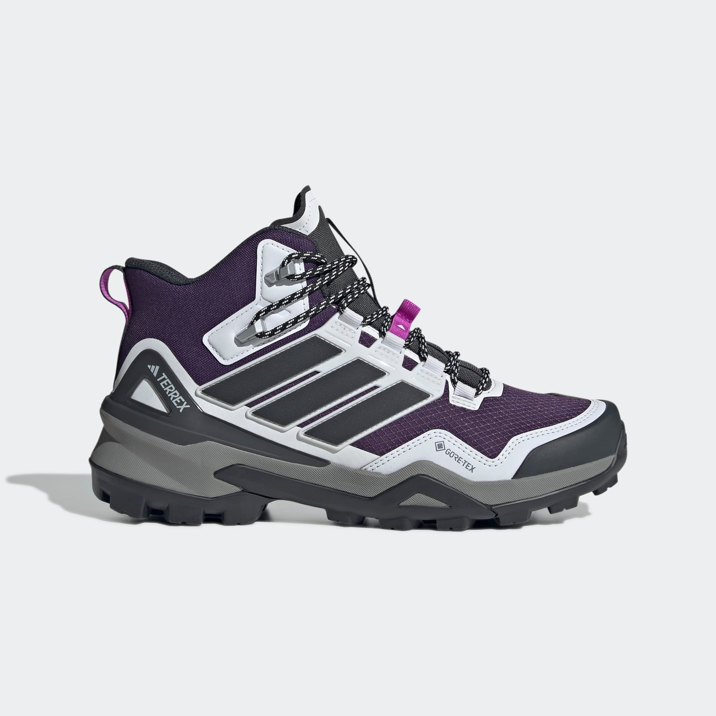 Wanderschuh ADIDAS TERREX "TERREX SKYCHASER MID GORE-TEX", Damen, Gr. 42, aurora plum, carbon, lila burst, Synthetik, Textil, Schuhe Wanderschuh, wasserdicht