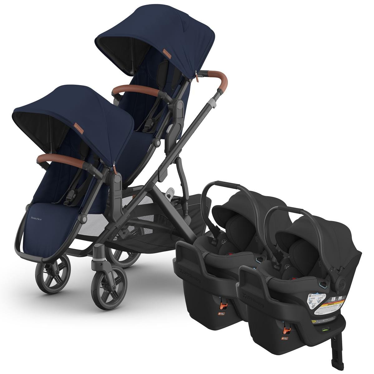 UPPAbaby Vista V3 Twin Stroller with RumbleSeat V3 + Aria Travel System Bundle - Noa / Jake
