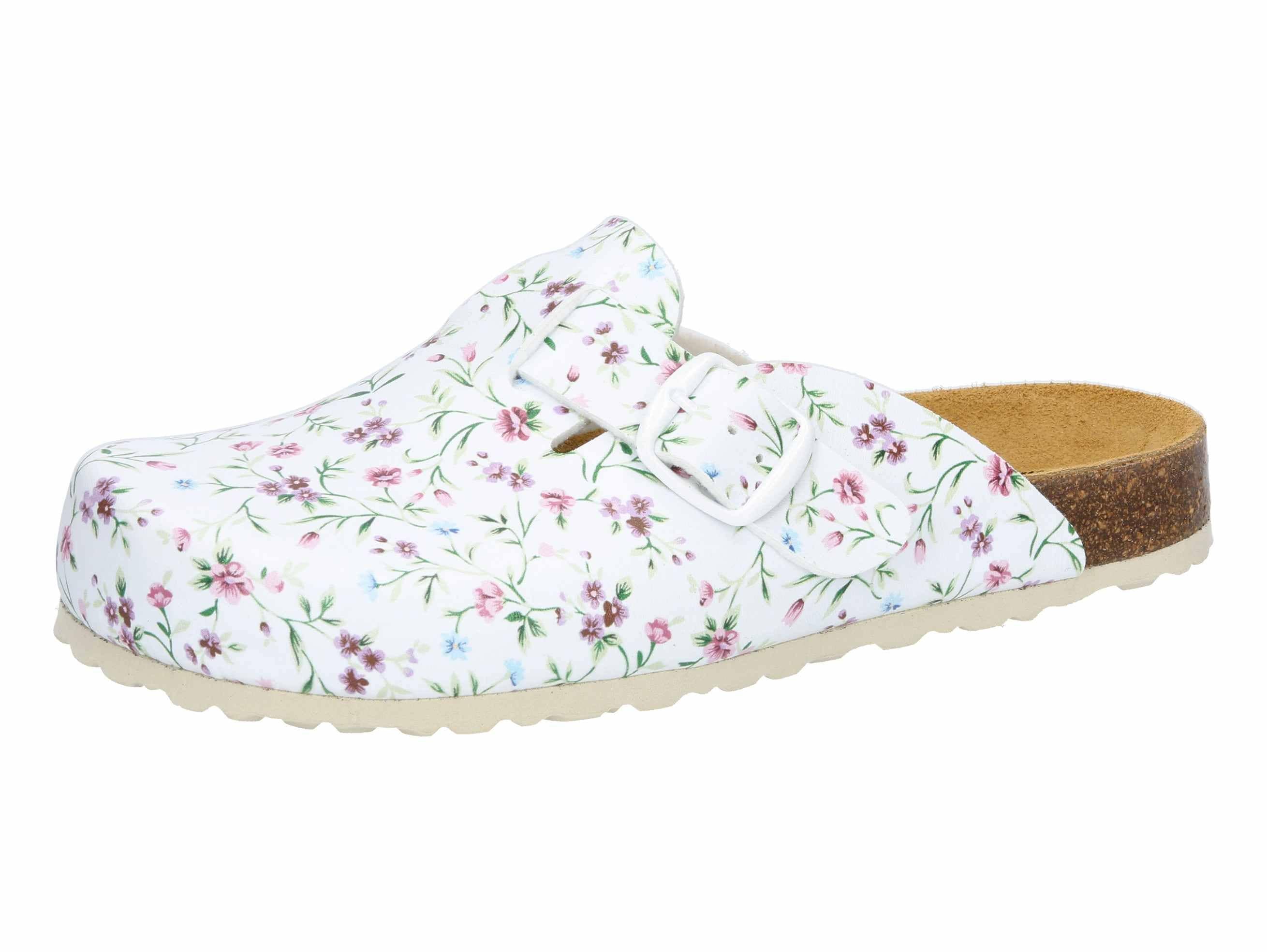 Clog LICO "Clog Bioline Clog Print", Damen, Gr. 42, weiß, Synthetik, Schuhe Clog