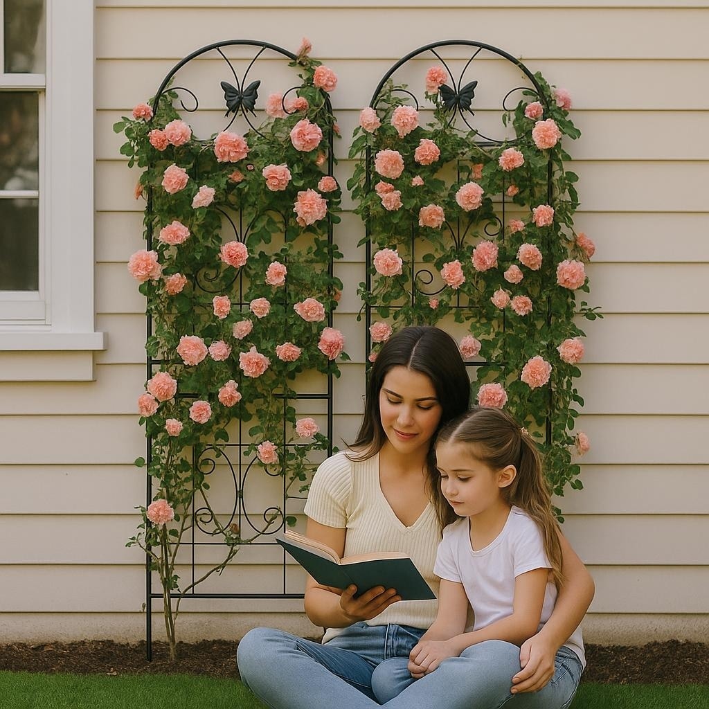 Metal Garden Trellis, 2 Pack Metal Trellis for Climbing Plants, Indoor/Outdoor Plant Trellis