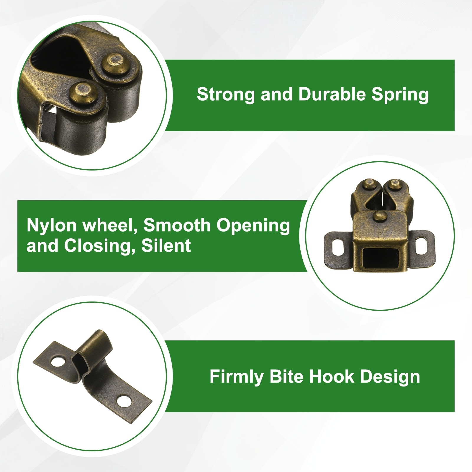 Double Roller Cabinet Latch, Built-In Spring Cabinet Catch Hardware with Screws for Cupboard - 4 Pcs