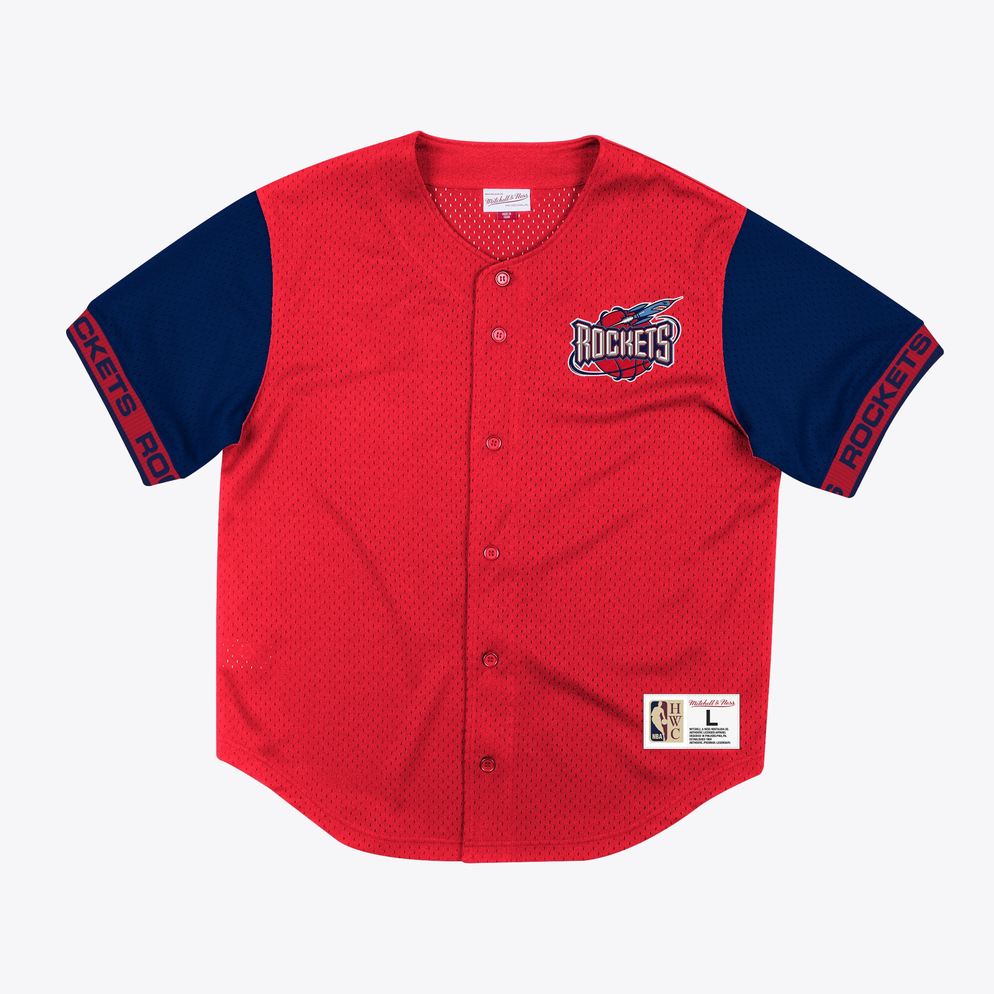 T-shirt boutonné en maille Mitchell & Ness Pure Shooter des Houston Rockets - Homme Taille: S
