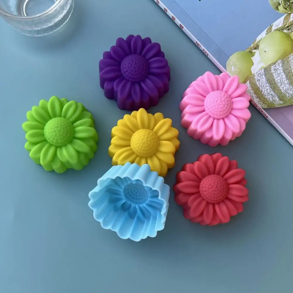 5 cm Pfirsichblüte und Lotus-Kuchenform, Cupcake-Tasse, hitzebeständig, antihaftbeschichtet, Silikon, Seife, Schokoladenform, Puddingformen Image