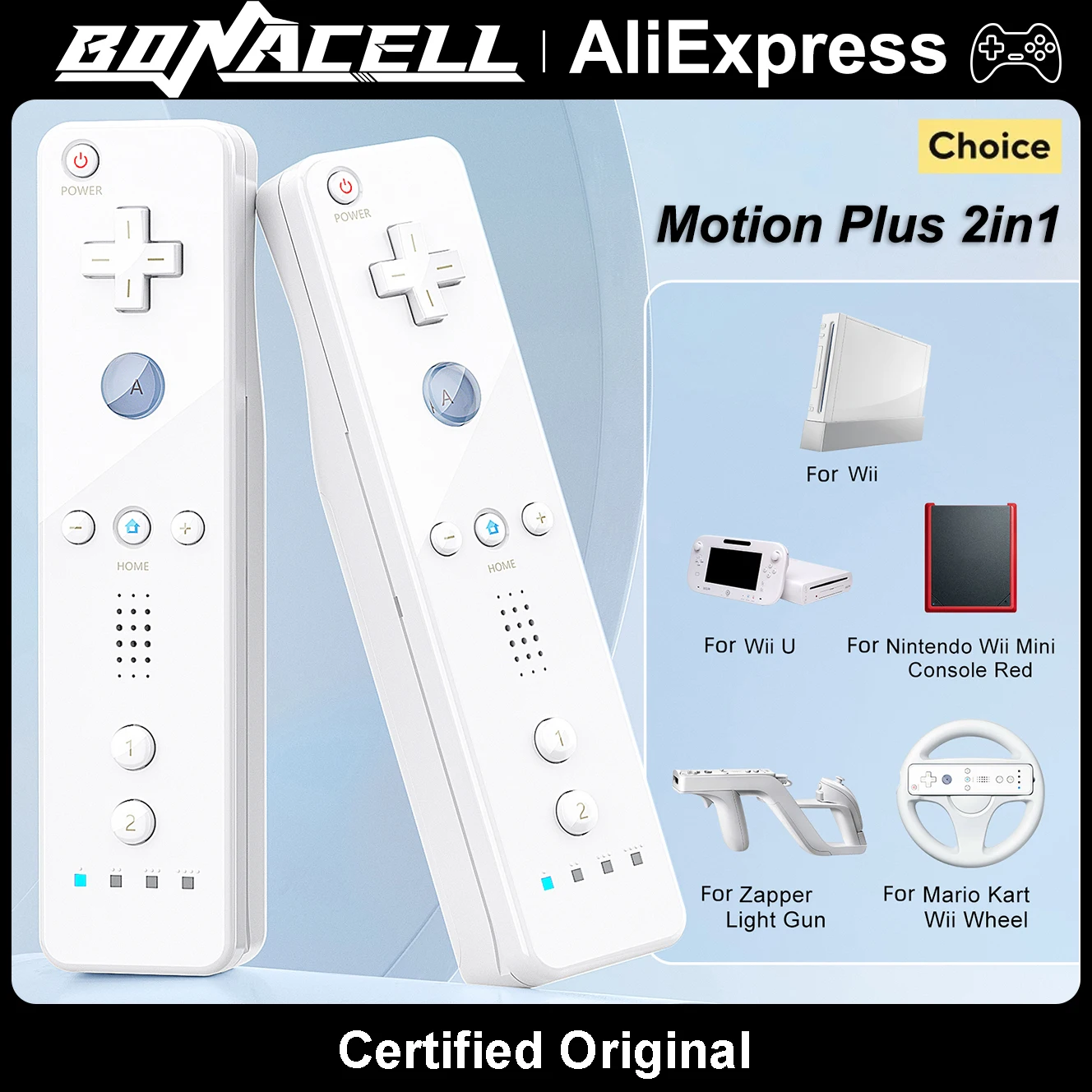 Controller di gioco per Nintendo Wii/WiiU Console Controller 2in1 Sinistra/Destra Joystick di gioco Gamepad wireless Telecomando Rocker