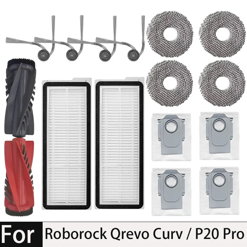 Für Roborock Qrevo Curv / P20 Pro Zubehör Wichtigsten Roller Seite Pinsel Hepa-Filter Mopp Tuch Staubbeutel roboter staubsauger Teile Image