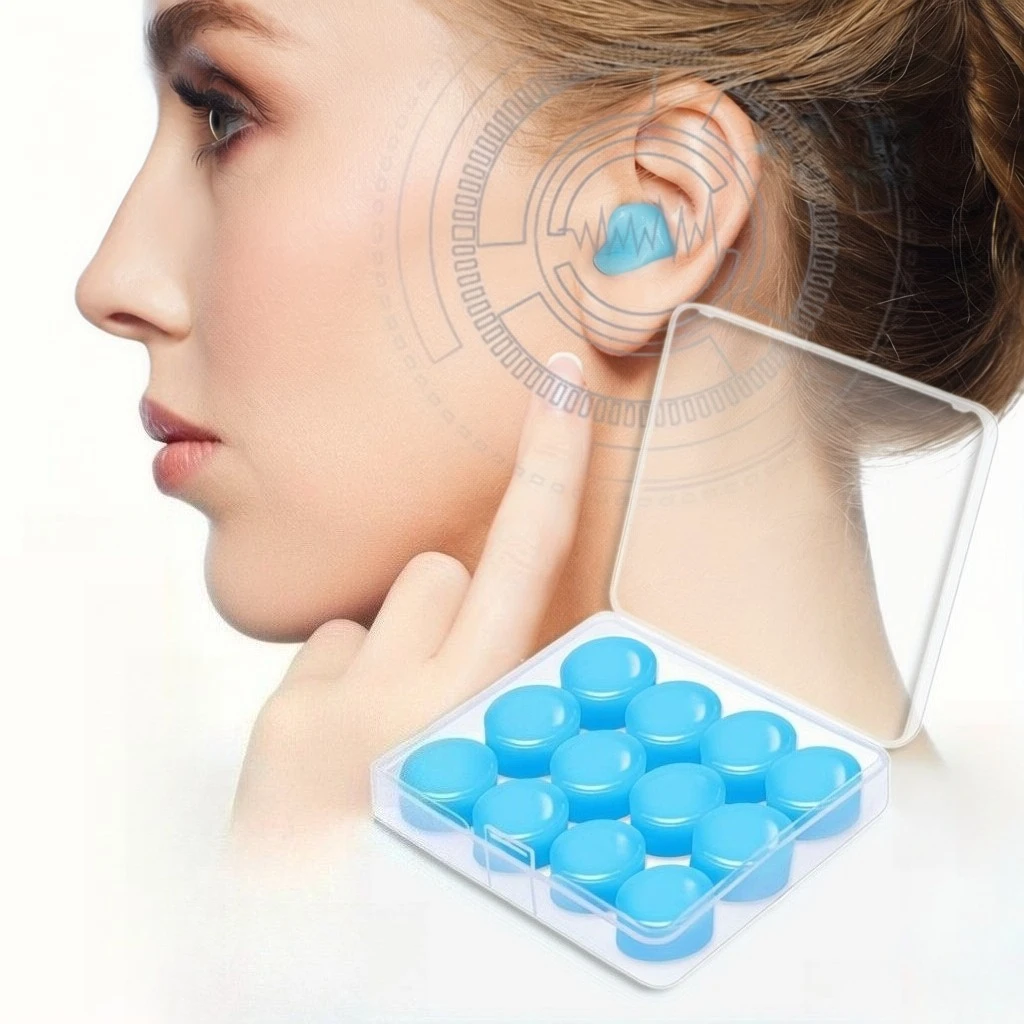 Formbare Silikon-12-teilige wiederverwendbare Schlaf-Ohrstöpsel – für Konzerte, Schwimmen, Schnarchen, Flugzeuge Image