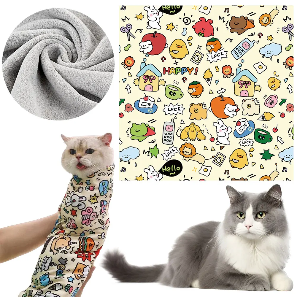 Katzenpflege-Wickel, selbstklebende Katzen-Pucktuch, Burrito-Wickel, kratzfest, Anti-Biss und Flucht, Katzen-Rückhaltefolie, Stoff, festes Werkzeug für Haustiere Image