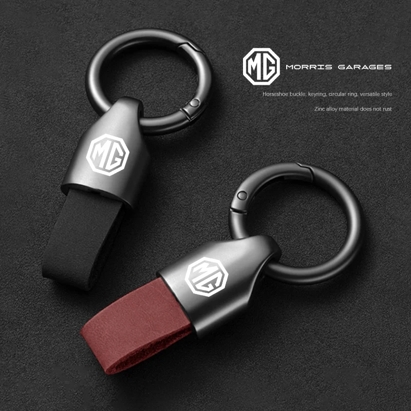 Neue Schlüsselanhänger aus Rindsleder, Auto-Anhänger, Schlüsselanhänger für MG 4, 5, 6, 7, Cyberster ES5, ONE MG5 Scorpio ZS HS MARVEL-R Hector MG3 EZS Image