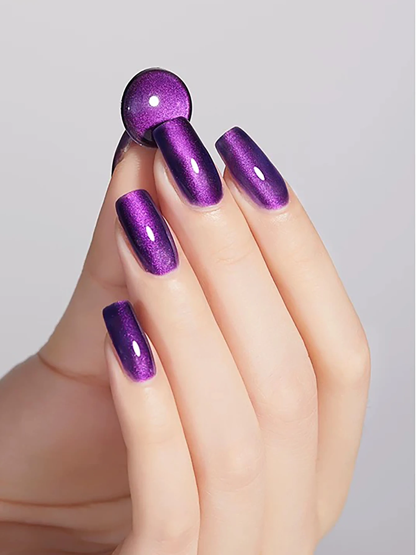 ZH 1 Stück 12 ml Amethyst Cat Eye Gel Nagellack, 2025 neue Online-Berühmtheit, Dark Night Purple Cat Eye Emaille Nail Shop Nail Art Image