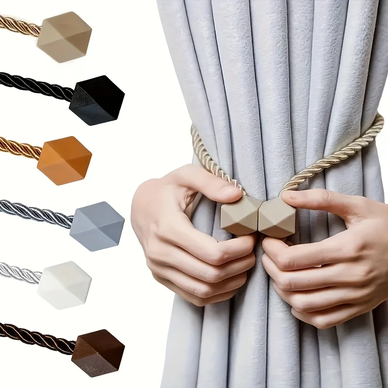 2-teiliger magnetischer Vorhang-Raffhalter – einfache Installation ohne Bohren mit Bindfadenschlaufe, stilvoller Halter für Vorhänge, Vorhänge für Wohnzimmer