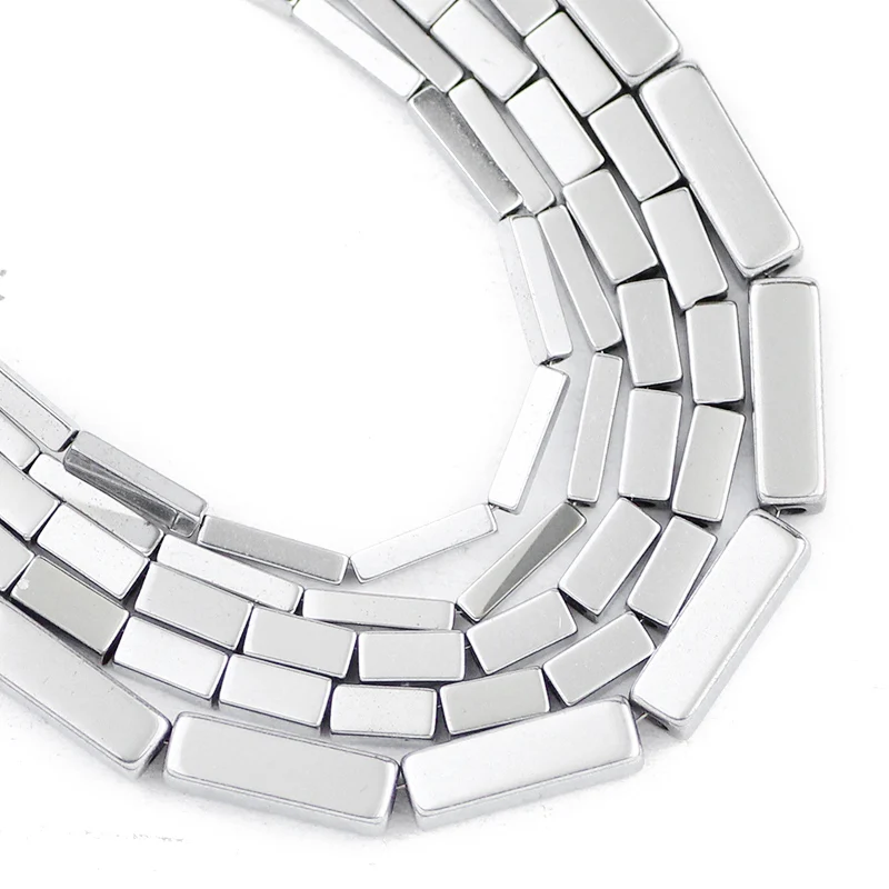Silber Farbe Rechteck Quader Spacer Naturstein Hämatit Lose Perlen Für Schmuck Machen Armband DIY Zubehör 4/6/9MM Image