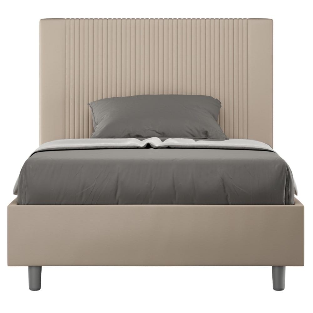 Lit avec sommier rembourrée 120x200 similicuir taupe