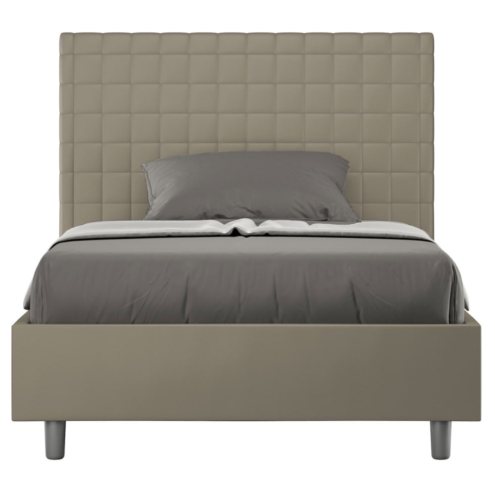 Lit coffre rembourré 120x190 similicuir cappuccino