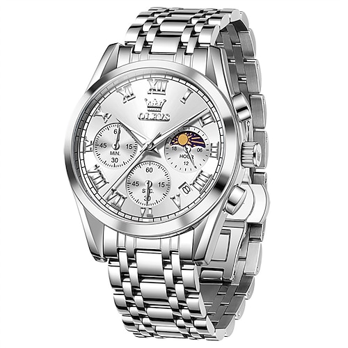 Die Neue Olevs Herren Geschäfts Stahlband Uhr Mit Leuchtendem Kalender Kleine Drei Hände Multifunktionale Modische Und Trendige Quarz Uhr Wasserdichte Sport Herrenarmbanduhr