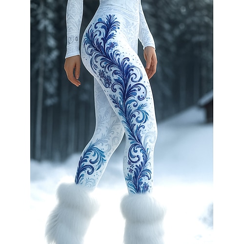 Womens Viking Boho Leggings Urlaub Vintage Ethnostil Vollständig Länge Hohe Taille Floral Grafisches Abstrakt 3D Druck Schnell Trocknend Atmungsaktiv Soft Dehnbar Formal Urlaub Pink Blau Grün Image