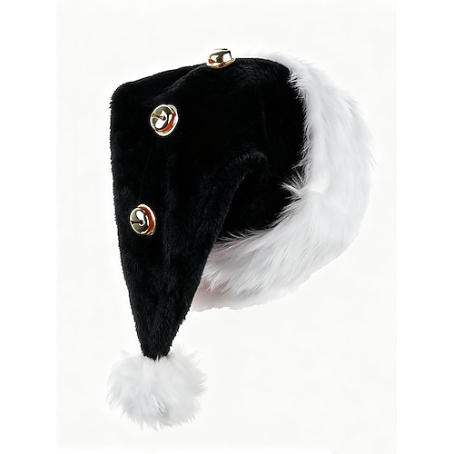 Unisex-Weihnachtsmannmütze – Polyester mit Glöckchen und Pelzbesatz, perfekt für Weihnachtsfeiern und festliche Partys Image