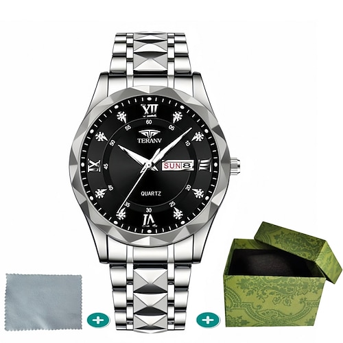 Hochwertige Herrenarmbanduhr, modische Herren-Quarzuhr mit Kalender und Leuchtzifferblatt – die beste Geschenkidee für Männer Image