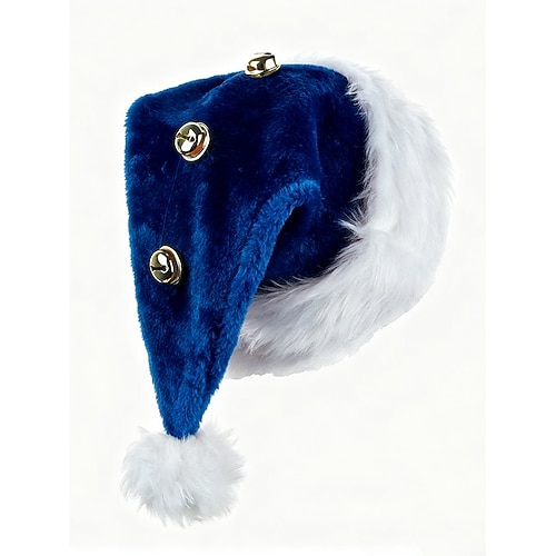 Unisex-Weihnachtsmannmütze – Polyester mit Glöckchen und Pelzbesatz, perfekt für Weihnachtsfeiern und festliche Partys Image