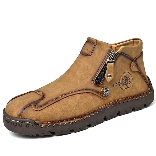 Handgefertigte Herrenstiefel aus Kunstleder – vielseitige, lässige Stiefeletten für Outdoor-Abenteuer und Freizeitkleidung Image