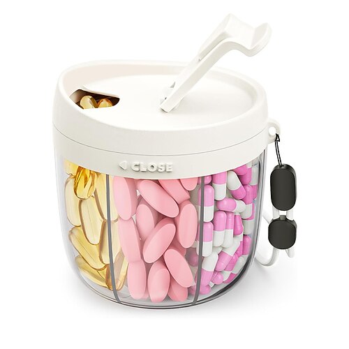 Niedlicher Pillenspender mit 7 großen Fächern, tragbarer Pillenflaschen-Organizer mit großer Öffnung für einfache Anwendung, Pillen-Organizer gegen Vermischung für Reisen, BPA-freier Pillenbehälter Image