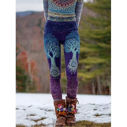 Damen Viking Boho Leggings Vintage Urlaub Vintage Ethno-Stil Volleng Hochschnitt Grafisch Abstrakt 3D-Druck Schnell trocknend Atmungsaktiv Weich Dehnbar Outdoor Urlaub Image